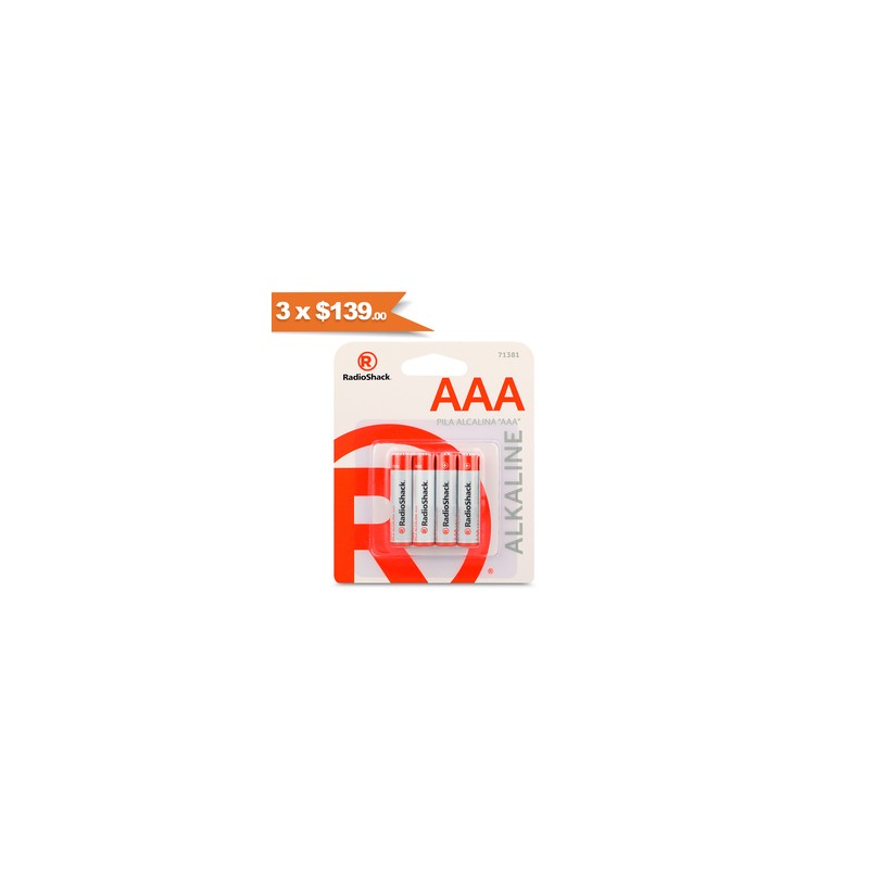 Pilas Alcalinas AAA RadioShack 1.5 v 4 piezas