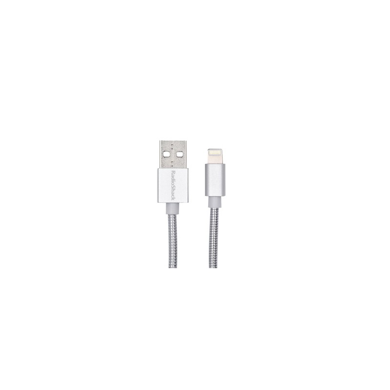 Cable USB a Lightning RadioShack / MFi / 90 cm / Metal / Plata