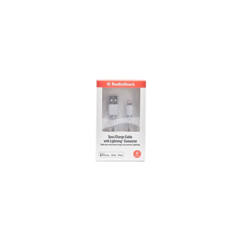Cable Lightning a USB A RadioShack MFi 1.8 m Trenzado Plata