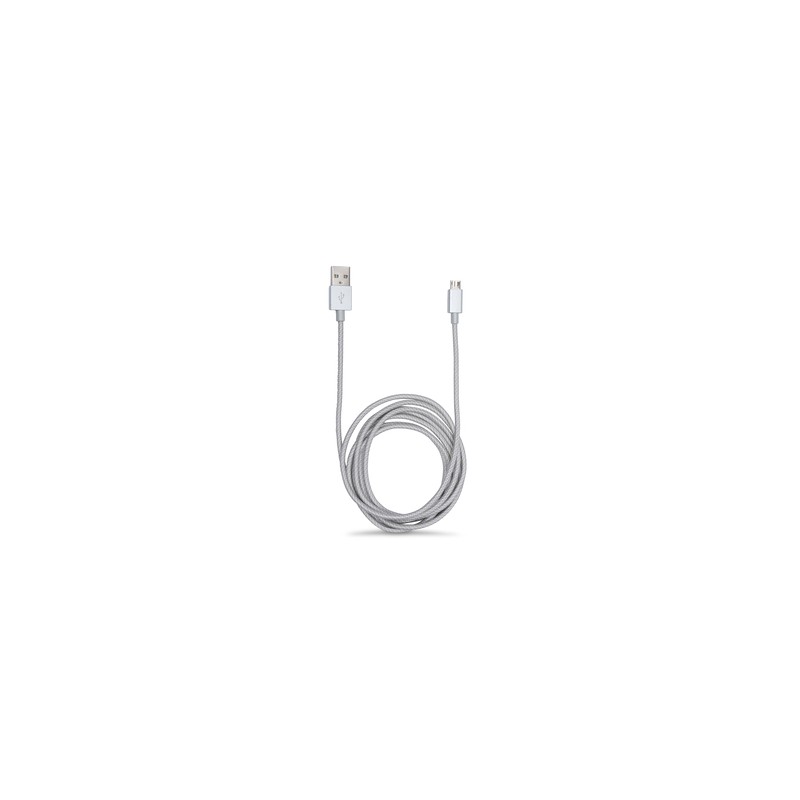 Cable USB a Micro USB RadioShack / 1.8 m / Trenzado / Plata