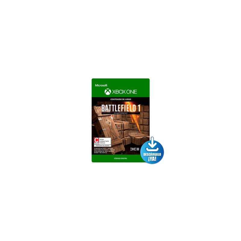 Battlefield 1 Battlepacks x 20 / Contenido de juego digital / Xbox One / Descargable