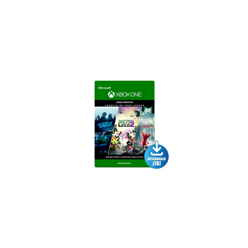 Need for Speed / Plants vs Zombies GW2 / Unravel / Juegos completos digitales / Xbox One / Descargable